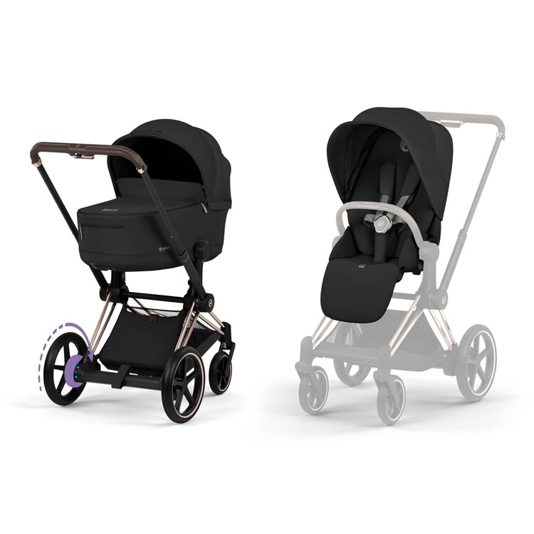 CYBEX Kombinovaný kočárek e-Priam 5.0 Sepia Black (Rosegold Frame) Comfort 2026 Platinum