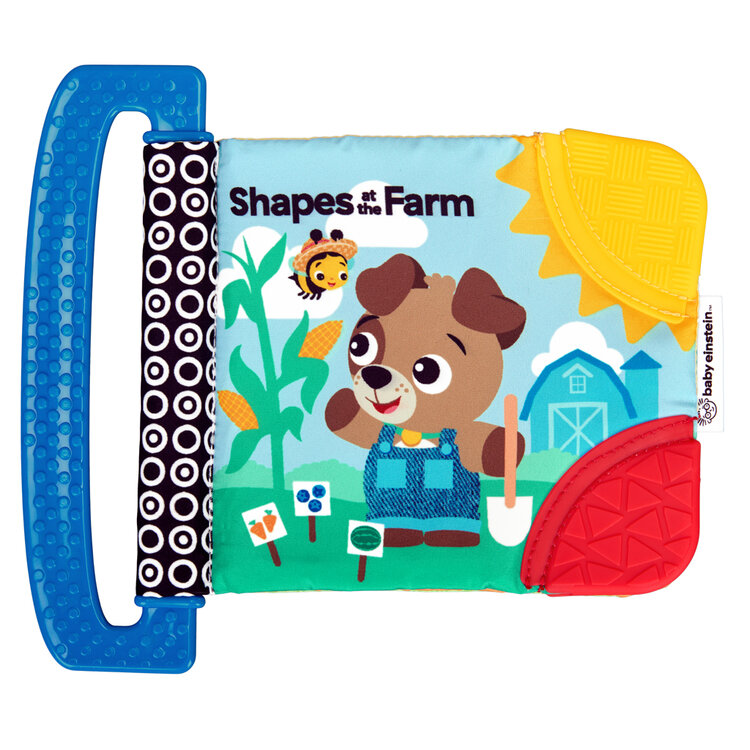 BABY EINSTEIN Knížka měkká s kousátky a texturami Shapes at the Farm™