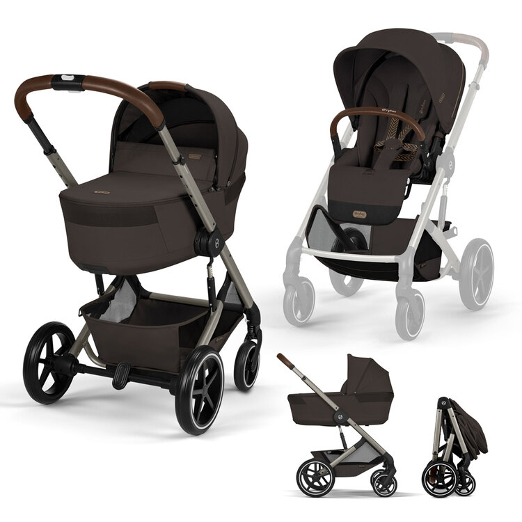 CYBEX Kočárek kombinovaný Balios S Lux & Balios Fold Cot Chocolate Brown Gold