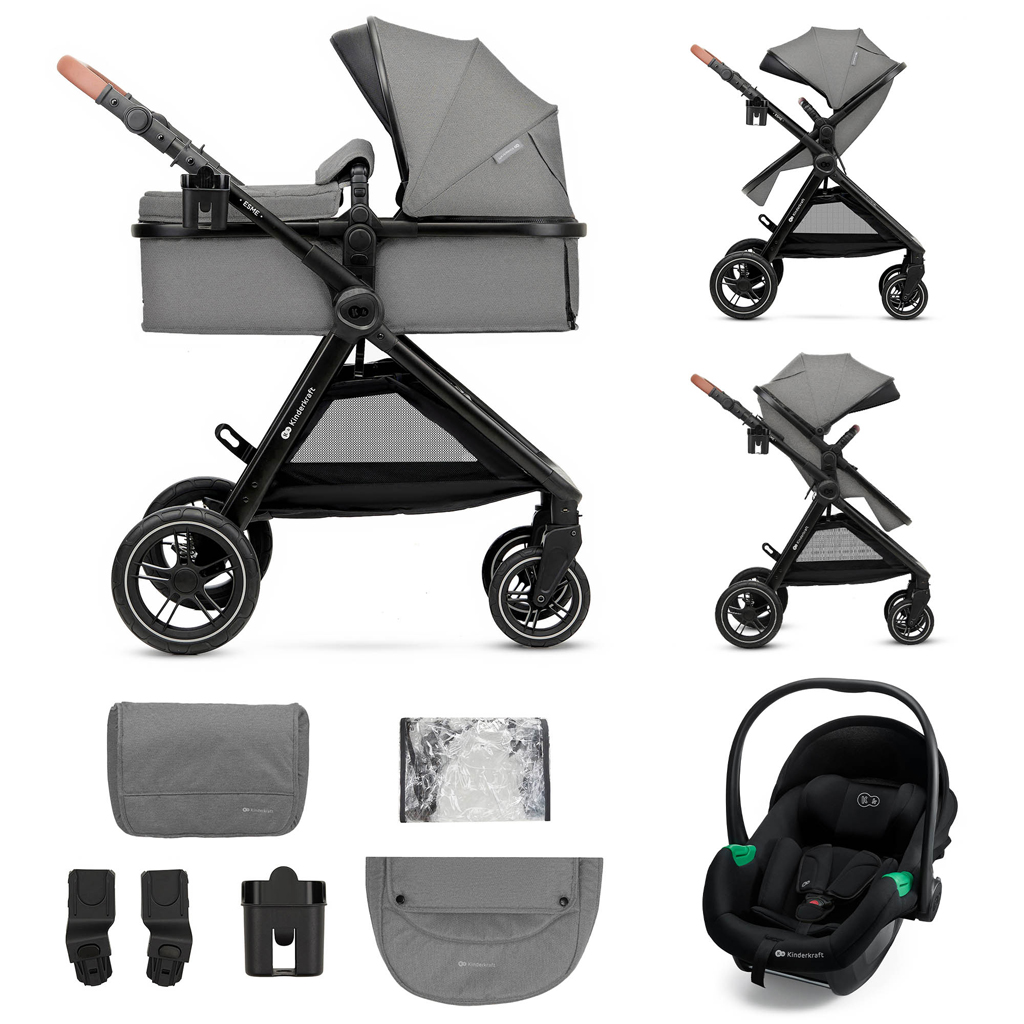 KINDERKRAFT Kočárek kombinovaný 3v1 Esme Pro Moonlight Grey