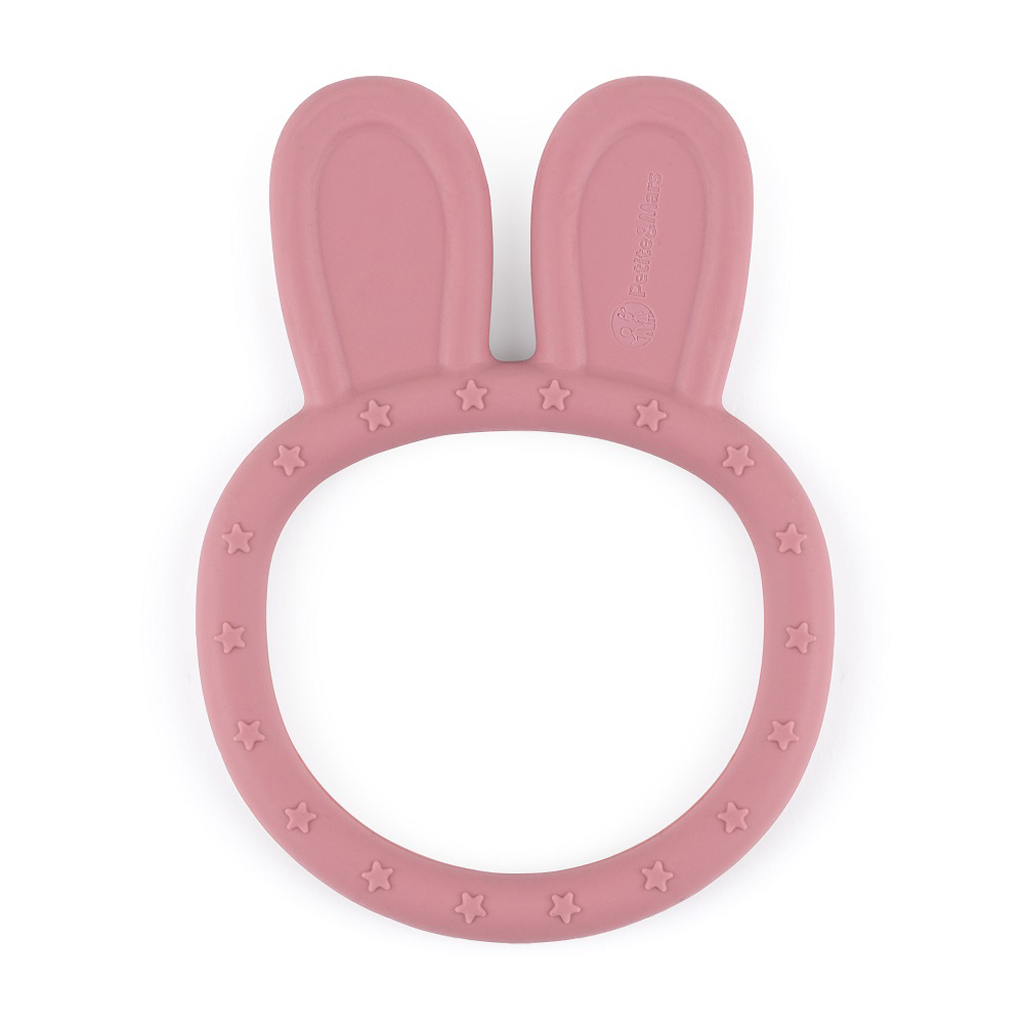 PETITE&MARS Kousátko silikonové Bunny Dusty Rose 0m+